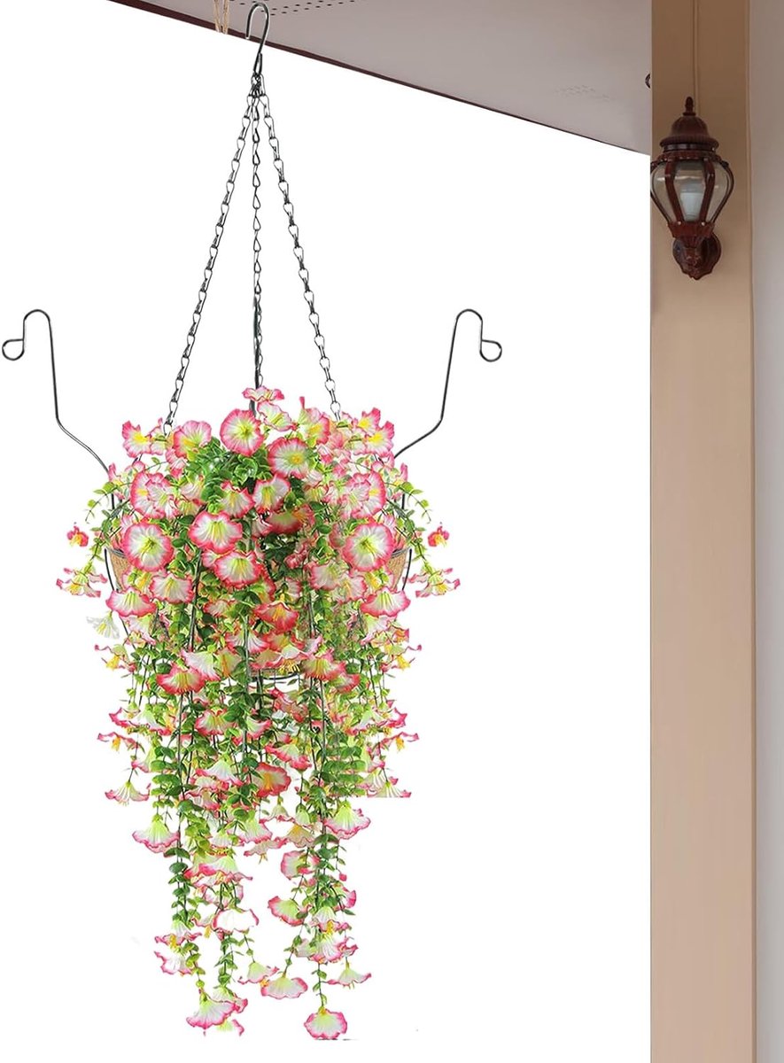 Hangende bloemenmand - Kunstbloemen decoratie - Ruimte verfraaien - Onafhankelijk van seiz