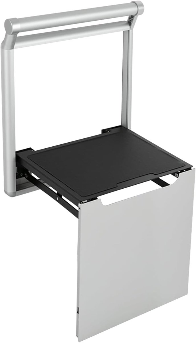 Douchekruk - Douchezitje Wandmontage - Veilig Douchen - Inklapbaar Ruimtebesparend - 150 kg Draagvermogen - Zilverkleurig