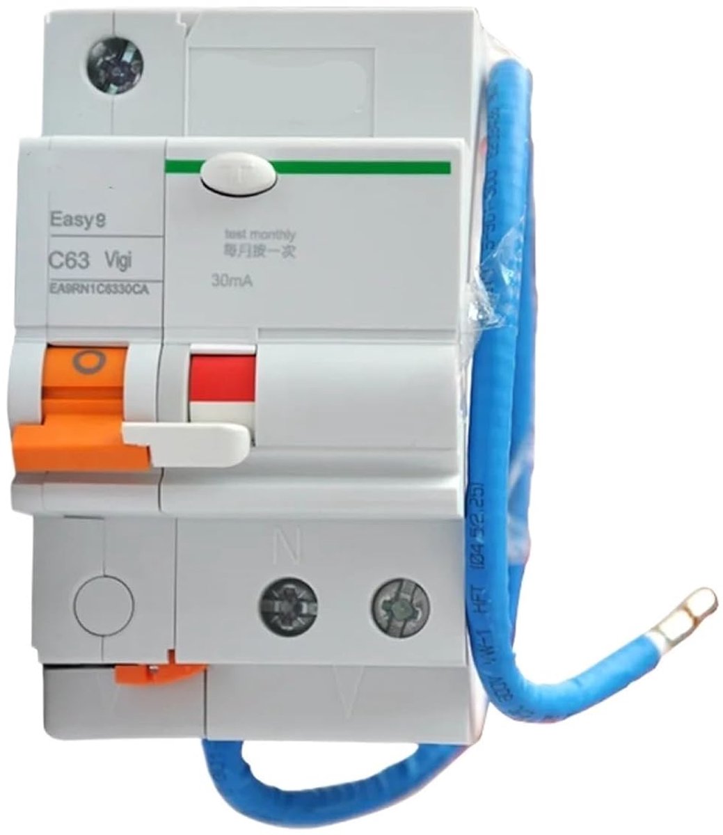 Lekschakelaar - Stroomonderbreker - Veilige Stroomvoorziening - 30mA Gevoeligheid - 6A - Grijs