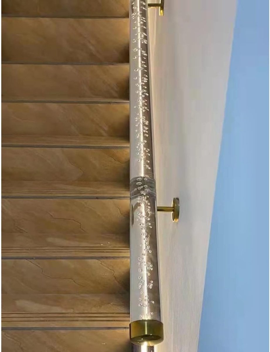 Transparante Trapleuning - Acryl Handgreep - Veilig Traplopen - Met Wandhouder - 180 cm - Helder