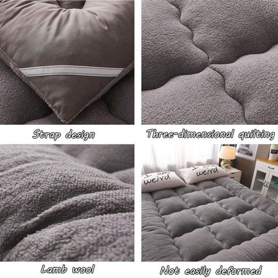 Japanse Tatami Matras - Vloermatras Futon - Comfortabel Slapen - Dubbel Antislip Ontwerp - 150x200cm - Grijs — afbeelding 2