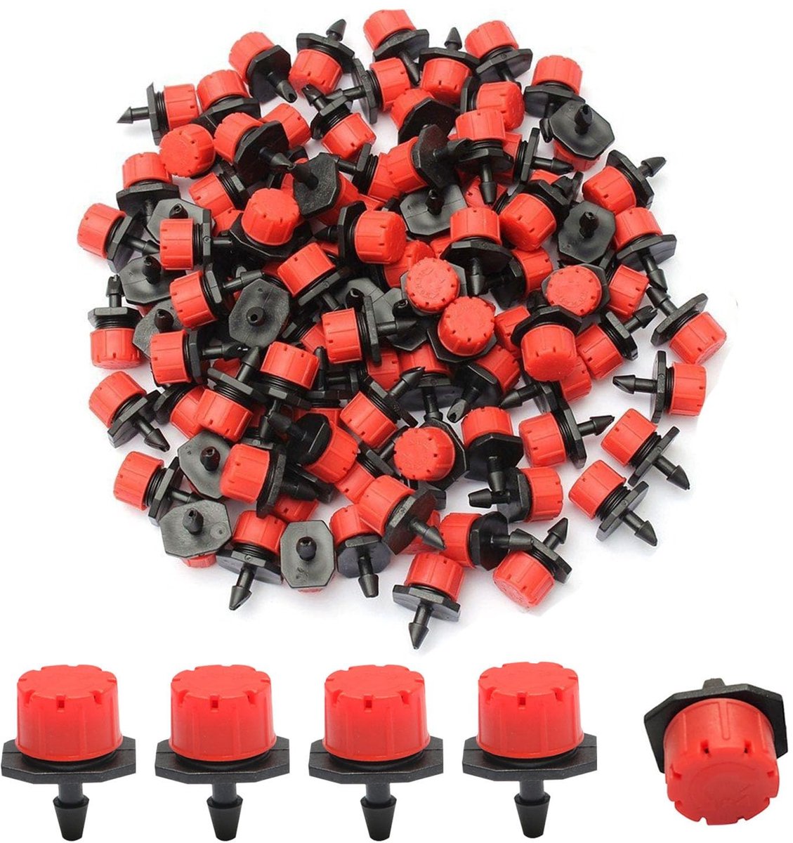 Dailygoods - 100 Stuks Micro Druppelaars voor Irrigatie - Instelbare Druppelaars voor Tuin en Moestuin