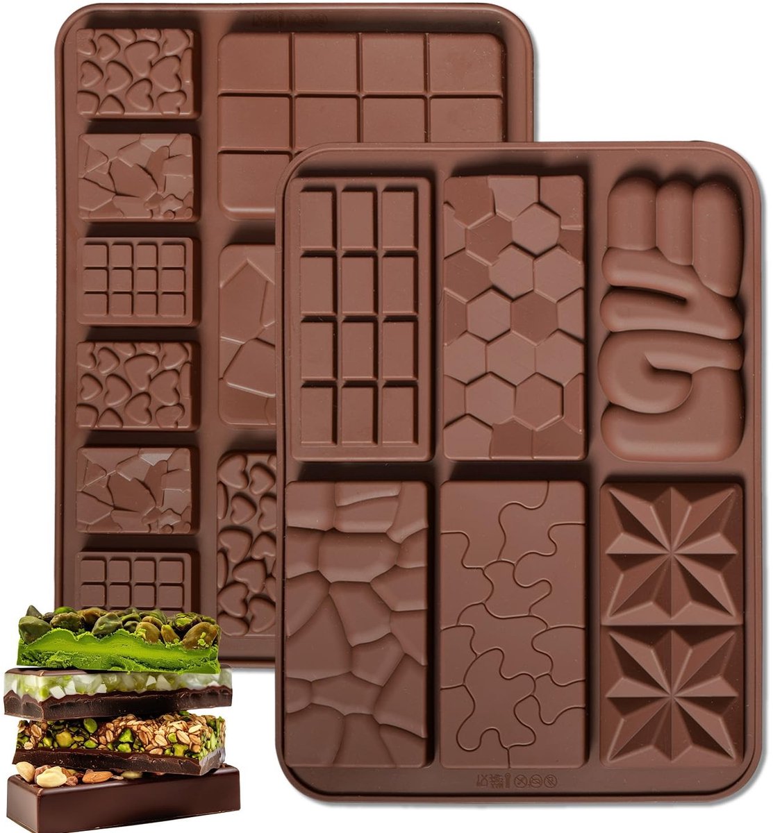 Dailygoods- Chocoladevorm Set van 2 - Siliconen Chocoladevormen - Paaseieren/Hazen - Snoep/IJsblokjes - Eenvoudige Verwijdering - Hoogwaardige Kwaliteit - Bakvorm