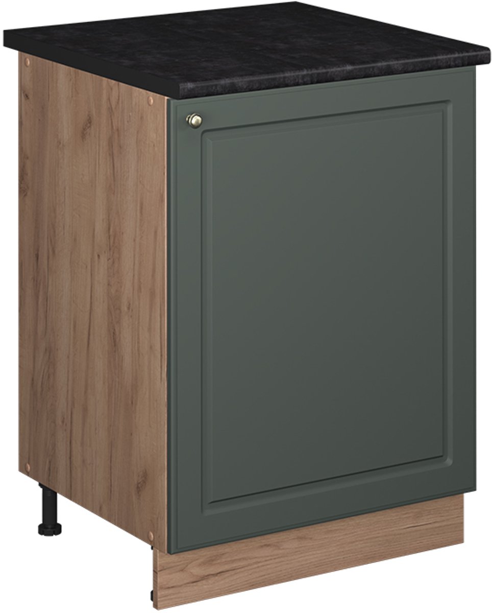 Vicco Keukenonderkast Fame-Line, Groen-Goud Landhuis/Goudkleurig Eiken, 60 cm 1 deur met werkblad Groen-Goud landelijk/Goudkleurig Eiken