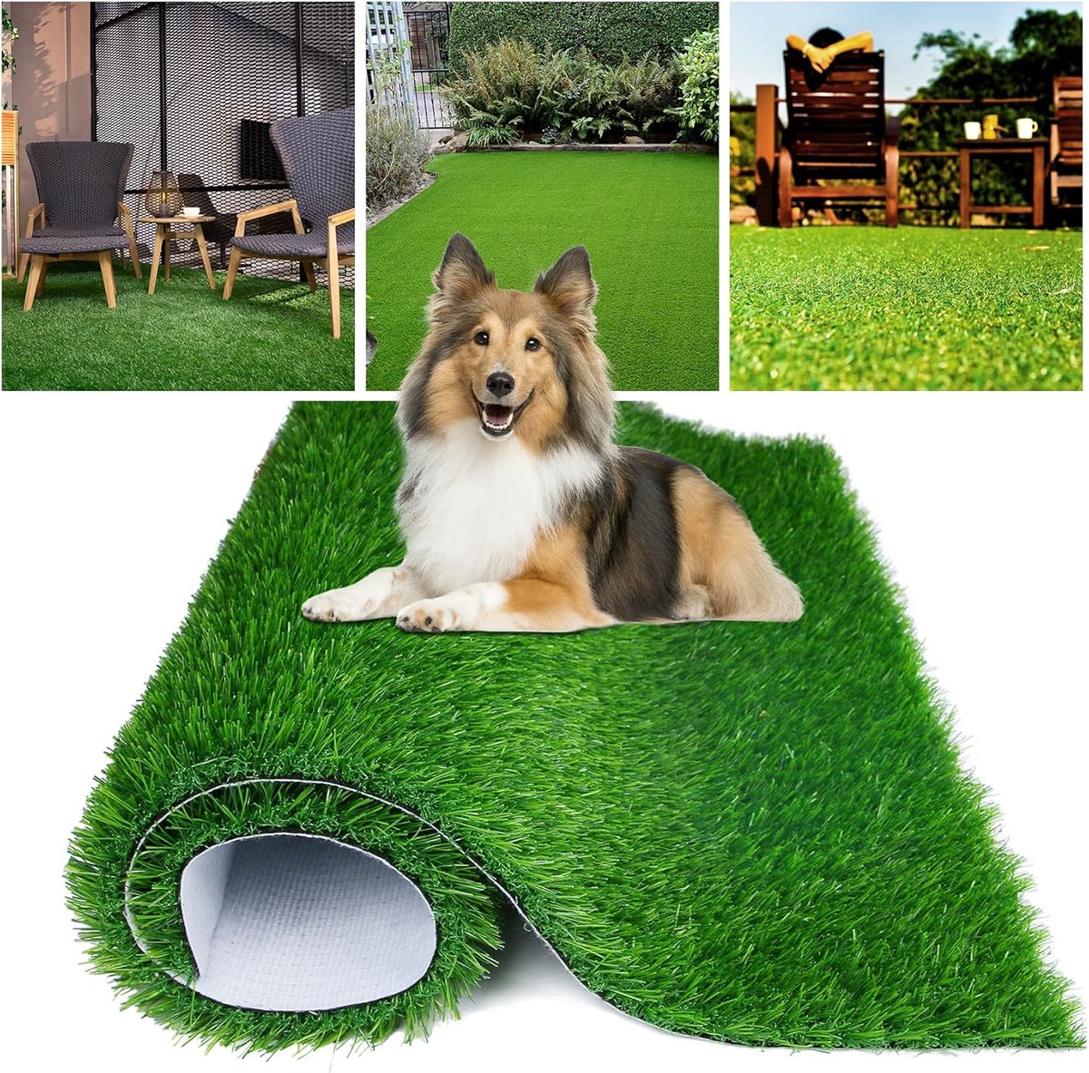 Kunstgras Kleed - Zacht Tapijt - Buiten Decoratie - Uitstekende Drainage - 91 x 152 cm - Groen