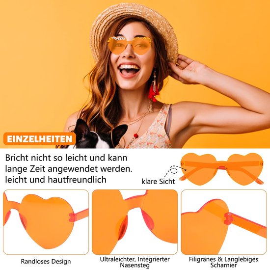 10x Hartvormige Zonnebril voor DIY & Feestdecoratie - Inclusief Kralen en Strass van Merkloos — afbeelding 5