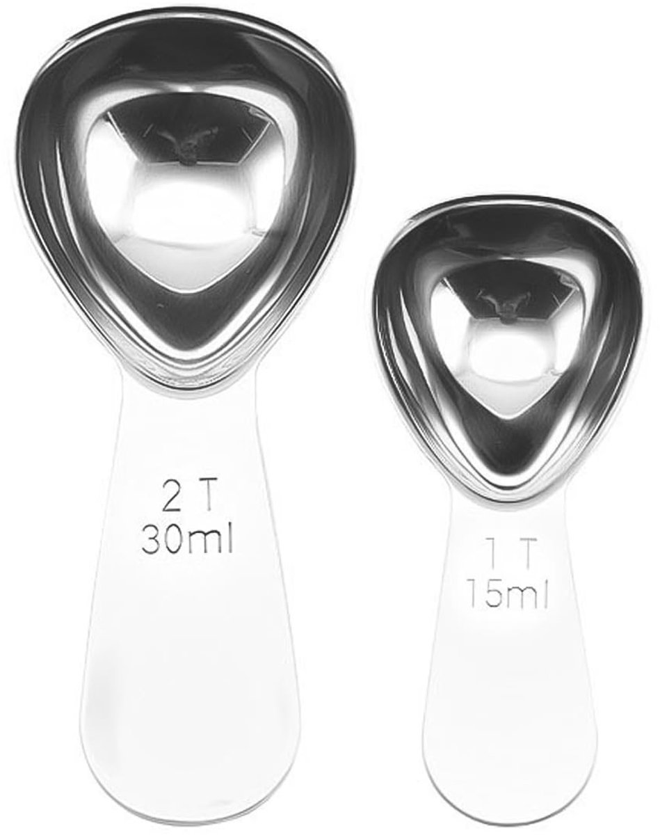 Dailygoods- Koffielepel 2-Pack - Roestvrij Staal - 15 ml/30 ml - Professioneel Ontwerp - Hygiënisch - Comfortabele Handgreep - Koffiemaatlepel