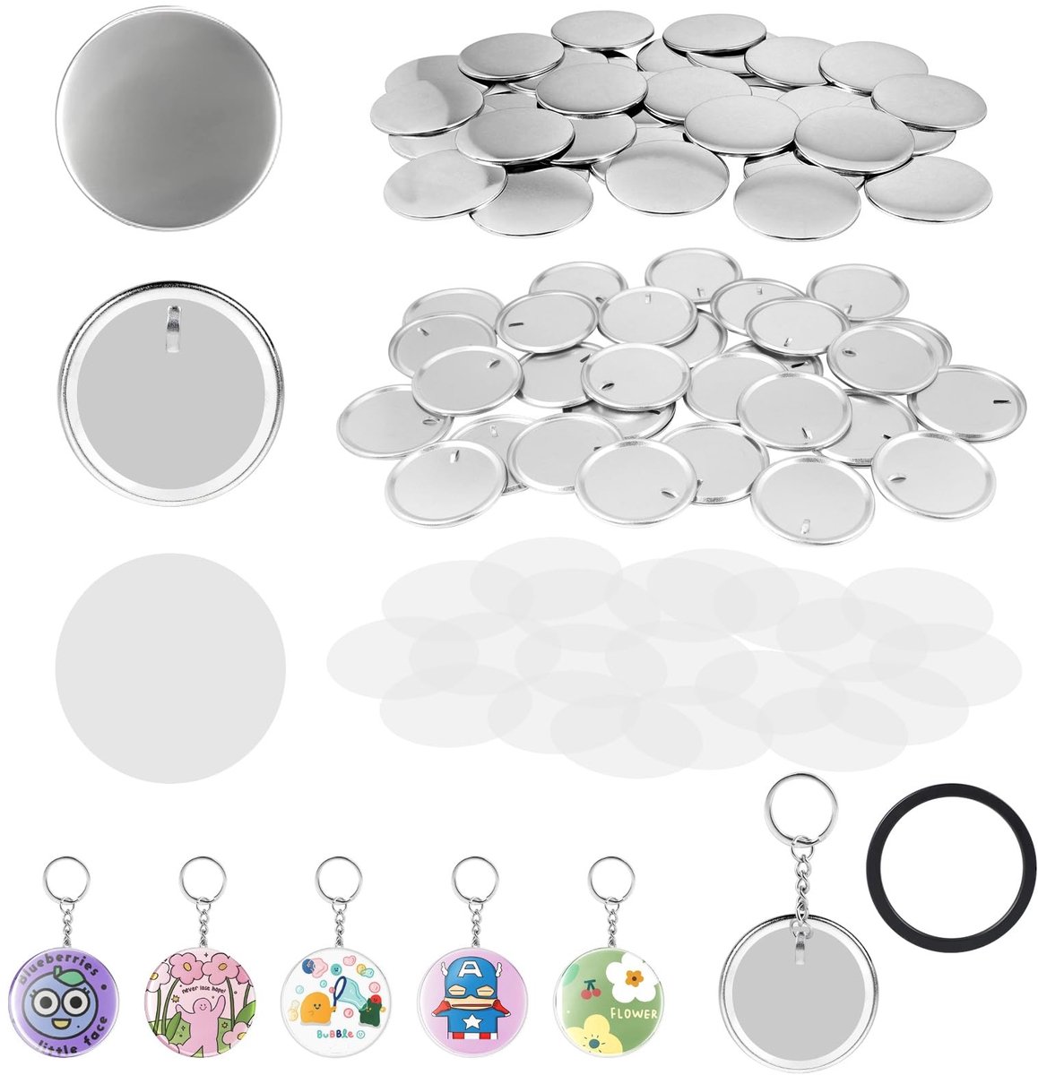 Dailygoods- Button Set 100 Stuks - 58 mm Speld Kit - Badge Buttons - Zelfgemaakte Pinnen - Creatieve Knutselprojecten - Hoogwaardig Materiaal