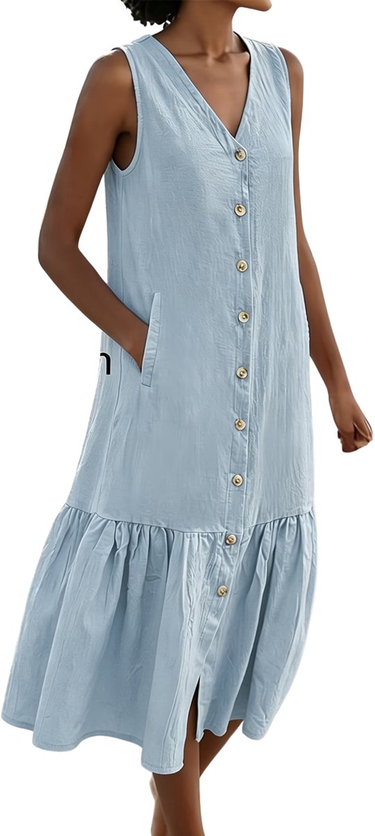 Currero Zomerjurk Dames Zomerjurken Volwassenen Vrouwen Midi Jurk Ibiza Stijl Sundress Dress Lichtblauw