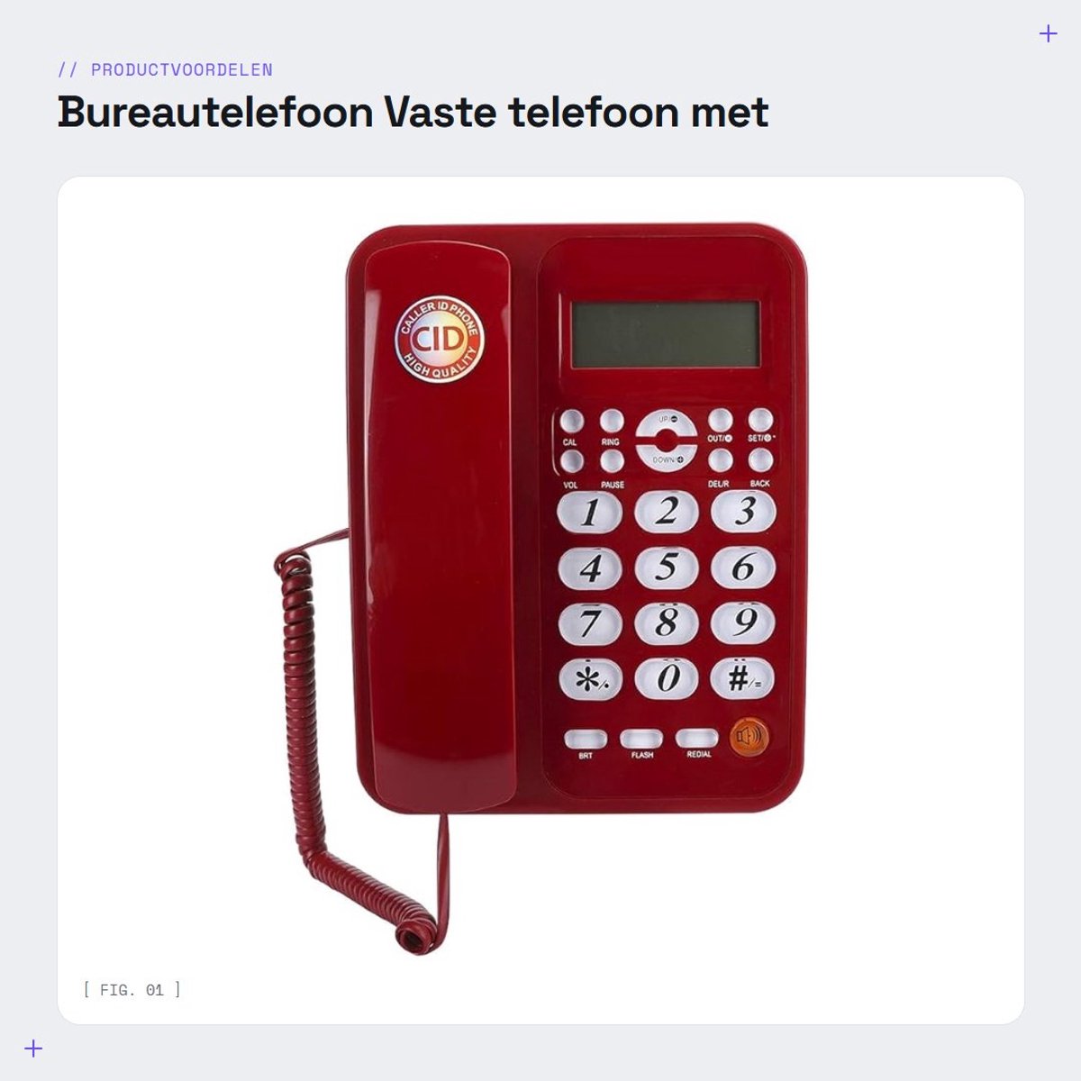 Dailygoods- Bureautelefoon met nummerherkenning - Vaste Telefoon - Handsfree-functies - Draadloze Telefoon - Voor Senioren - Instelbaar Volume