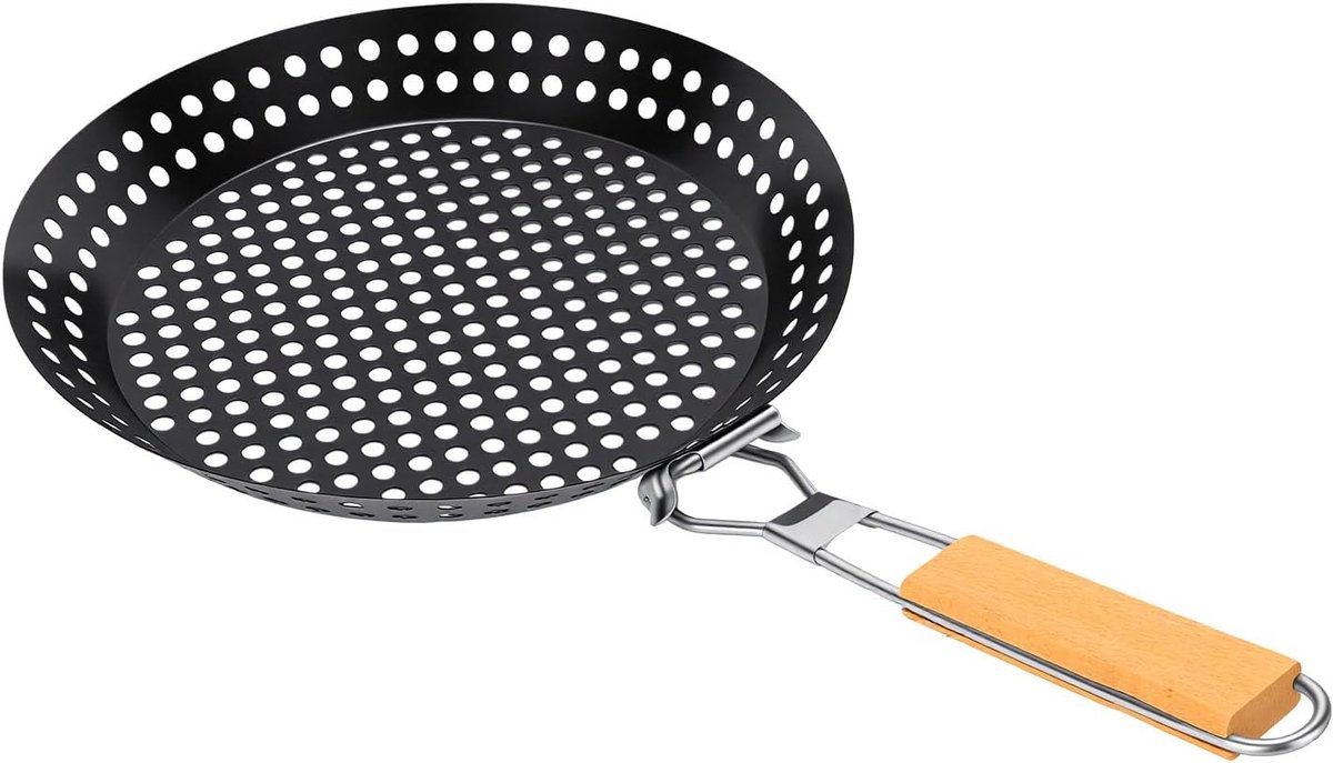 Grillpan Roestvrij Staal Draagbare Kookpan Buiten Koken Opvouwbaar Ontwerp Niet gespecificeerd Zilverkleurig