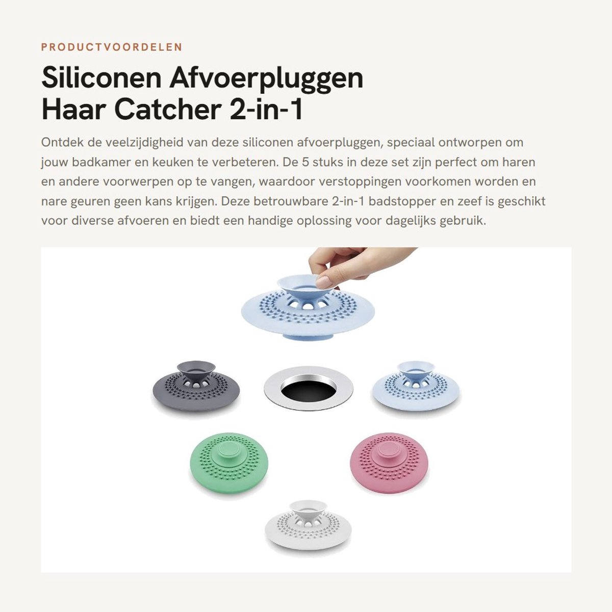 Dailygoods- Afvoerplug 2-in-1 - Afvoerstop - Korfplug - Doucheplug - Badstopper - Eenvoudig te reinigen - Afvoerstopper