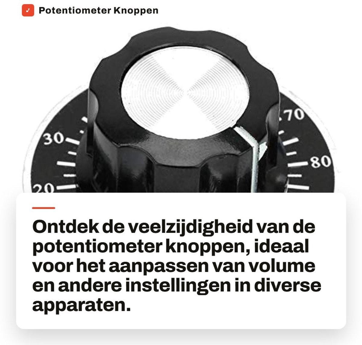 Dailygoods - Potentiometer Knoppen - Volumeregeling - 5 stuks - Gekartelde Knoppen - Geschikt voor Meest Potentiometers - Kunststof en Metaal