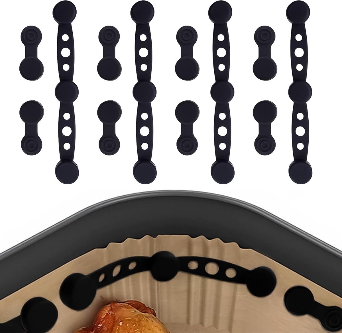 Magneten voor friteuse Bakpapier clips Keuken organiseren Hittebestendig siliconen 12 stuks Zwart