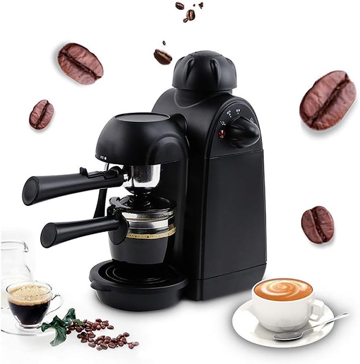 Koffiezetapparaat - Espresso machine - Thuisgebruik - Compact ontwerp - 0.3L tank - Zwart
