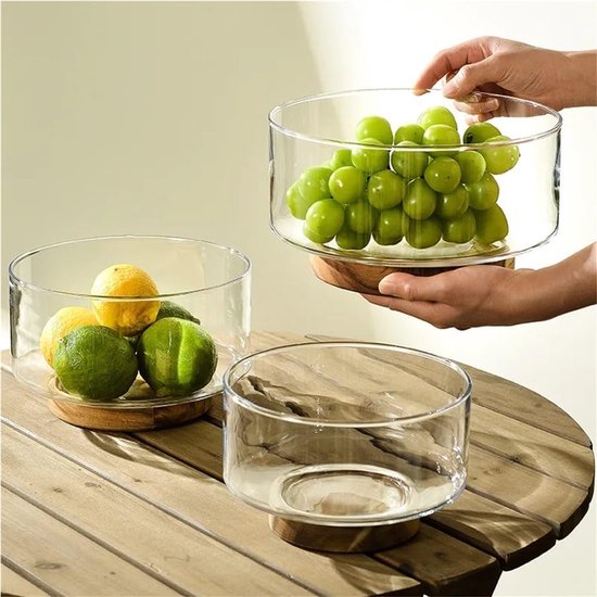 Glazen Kom - Mengkom Opbergkom - Ingrediënten Bereiden - Vaatwasmachinebestendig - 14 Liter - Transparant — afbeelding 2