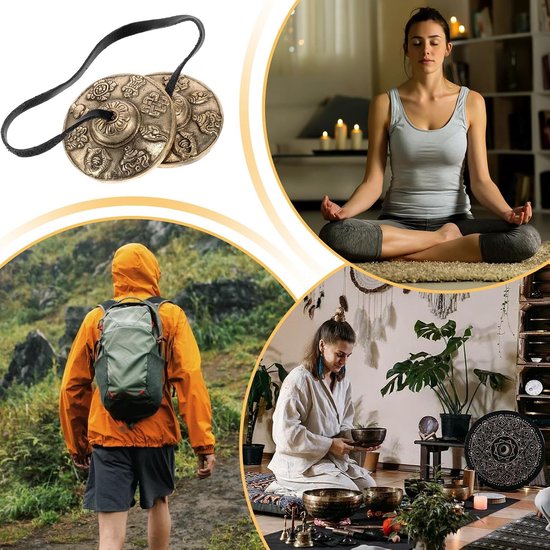 Handcymbalen - Rituele klokken - Meditatie verdiepen - Harmonieuze resonantie - 7 cm - Messing — afbeelding 4