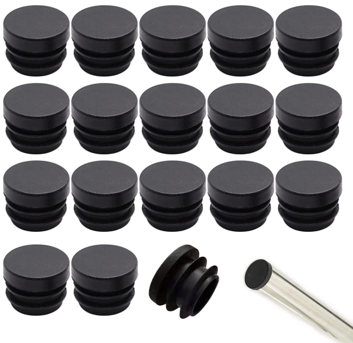 Dailygoods- Buisstop Vuilafstotend Zwart Design - Kunststof - 32 Stuks - Antislip - Stoelpootstop - Geschikt voor Ø 16 mm Buizen - Buisplug