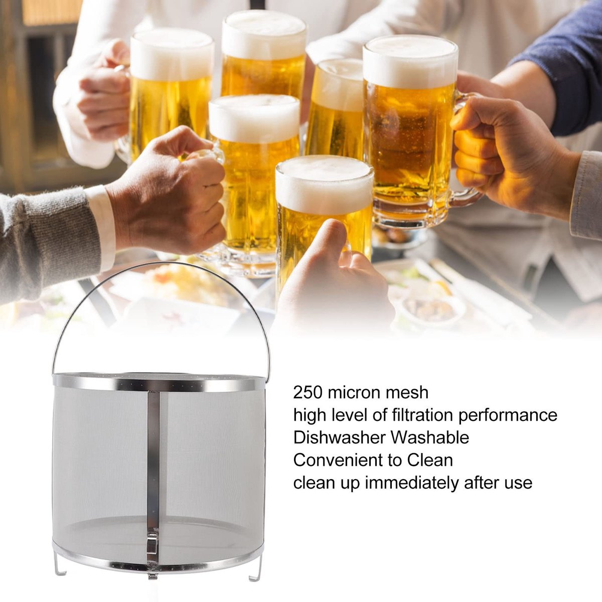 Dailygoods- Bierbrouwfilter Roestvrij Staal 304 - 30 x 31 cm