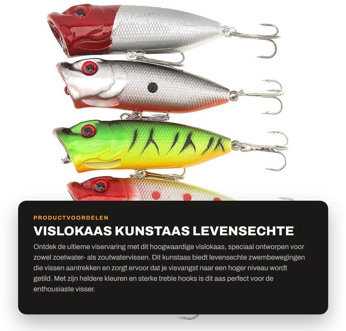 Dailygoods- Kunstaas Set - Topwater Aas - Levensechte Swimbait - 5 Stuks - Kunststof & Metaal - 2,56 Inch - 0,5 oz - Vishaak