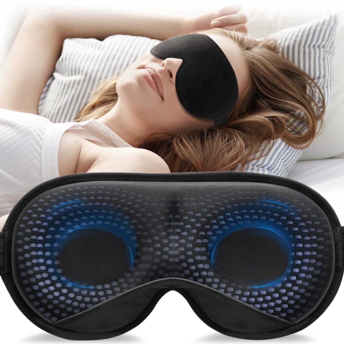Dailygoods- Slaapmasker Gewogen 120 Gram - Oogmasker 3D - Lichtblokkering - Comfortabele Pasvorm - Verstelbare Band - Ideaal voor Reis