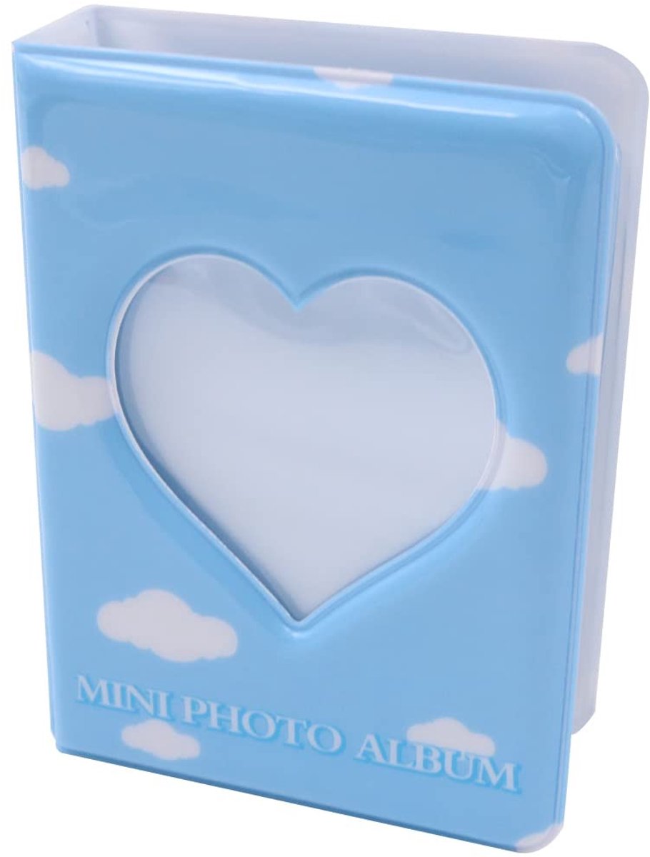 Dailygoods- Fotoalbum Mini - 3 Inch Instap - Blauw met Wolken - Hoogwaardig PVC - 11x8x2.5 cm - Voor Foto's en Kaarten - Fotoboek
