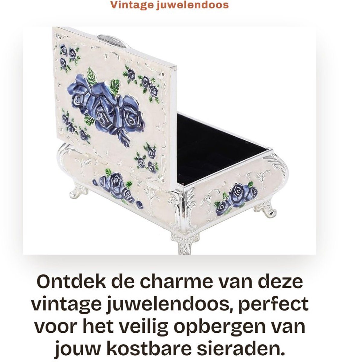 Dailygoods- Juwelendoos Vintage - Zinklegering - Fluwelen Binnenkant - Geschikt voor Sieradencollecties - 9,5 x 7 x 4 cm - Rijke Glans - Sieradendoos