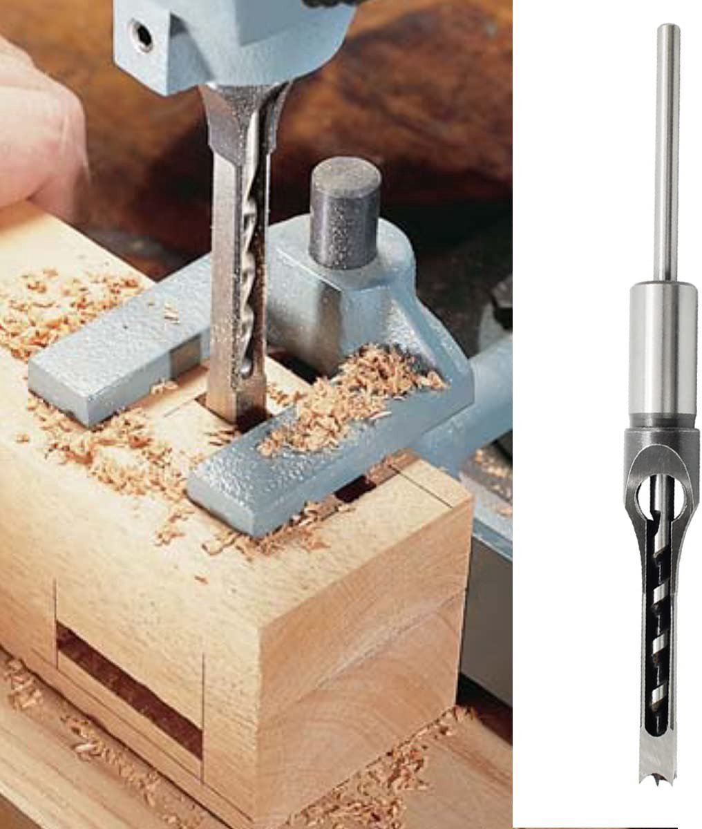 Dailygoods - Vierkante Gatboor - Houtbewerking - Hoog-Koolstofstaal - 12,7mm - Elektrisch Gereedschap - Voor Professioneel Gebruik - Zilver & Zwart