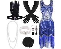 Dailygoods- Flapper Jurk - Jaren 20 Jurk met Franjes/Pailletten - Gatsby Jurk - Roaring 20s Kostuum - Damesmode - Maten: S/M/L/XL