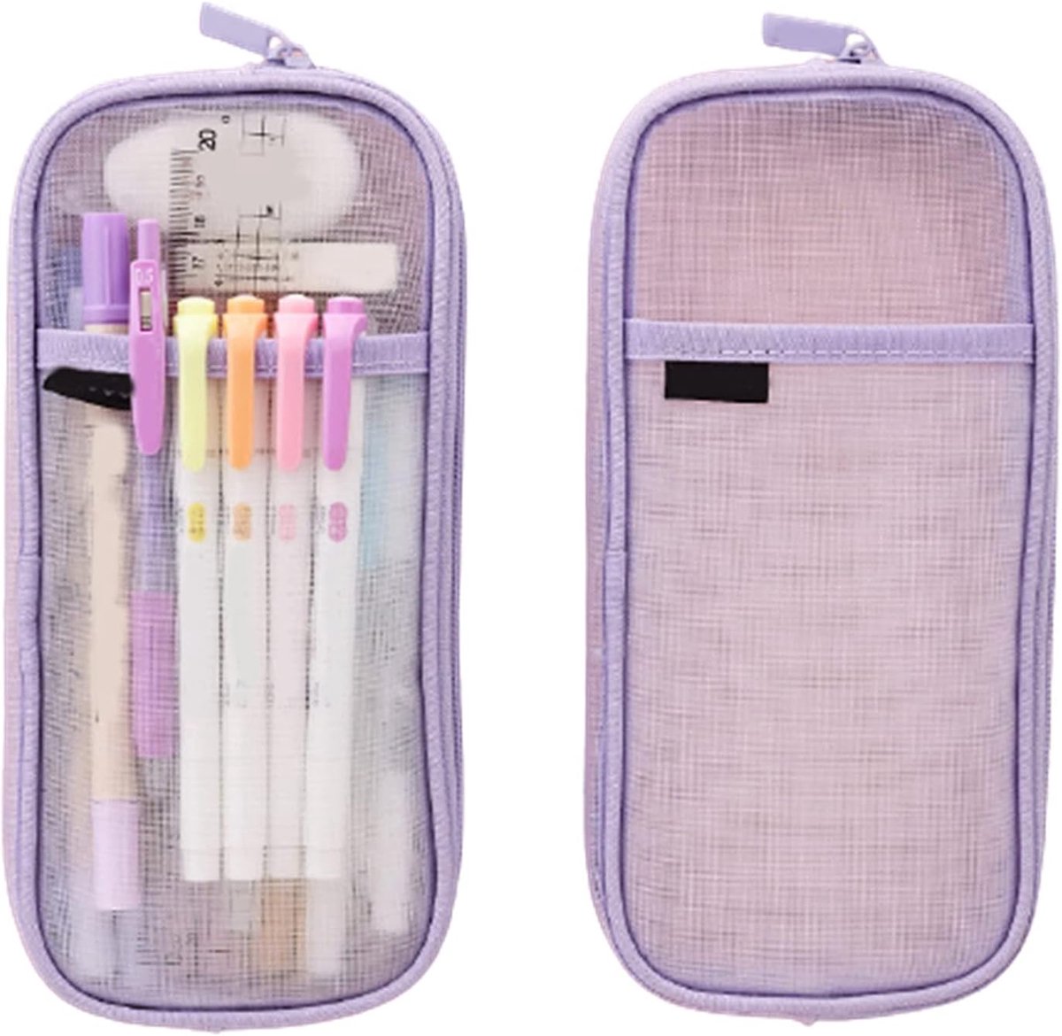 Transparante Etui - Pennendoos Organizer - Kantoor Reizen - Twee Compartimenten - 23cm Breed - Wit