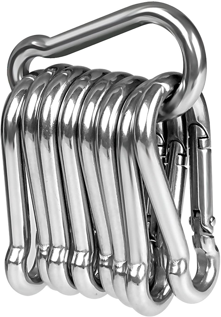 Dailygoods- Karabijnhaak 50 mm - 10 Stuks - Roestvrij Staal - Hittebestendig - Slijtvast - Stevig en Duurzaam - Carabiner