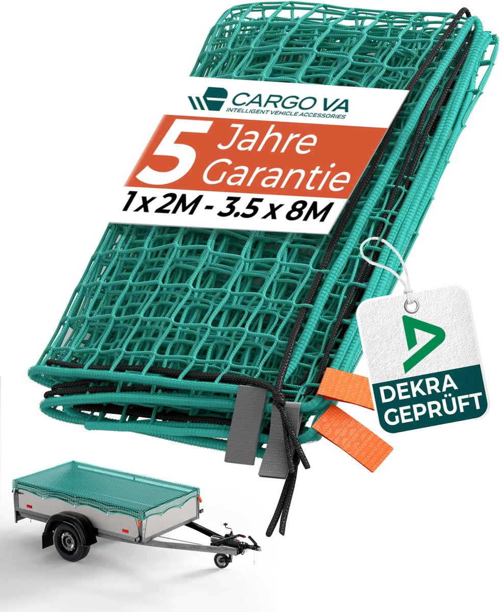 Dailygoods- Ophangnet 3x5M - Aanhangernet met Rubber Koord - Zak & Hoekmarkering - Voor het Vastzetten van Ladingen - Hoogwaardige Kwaliteit