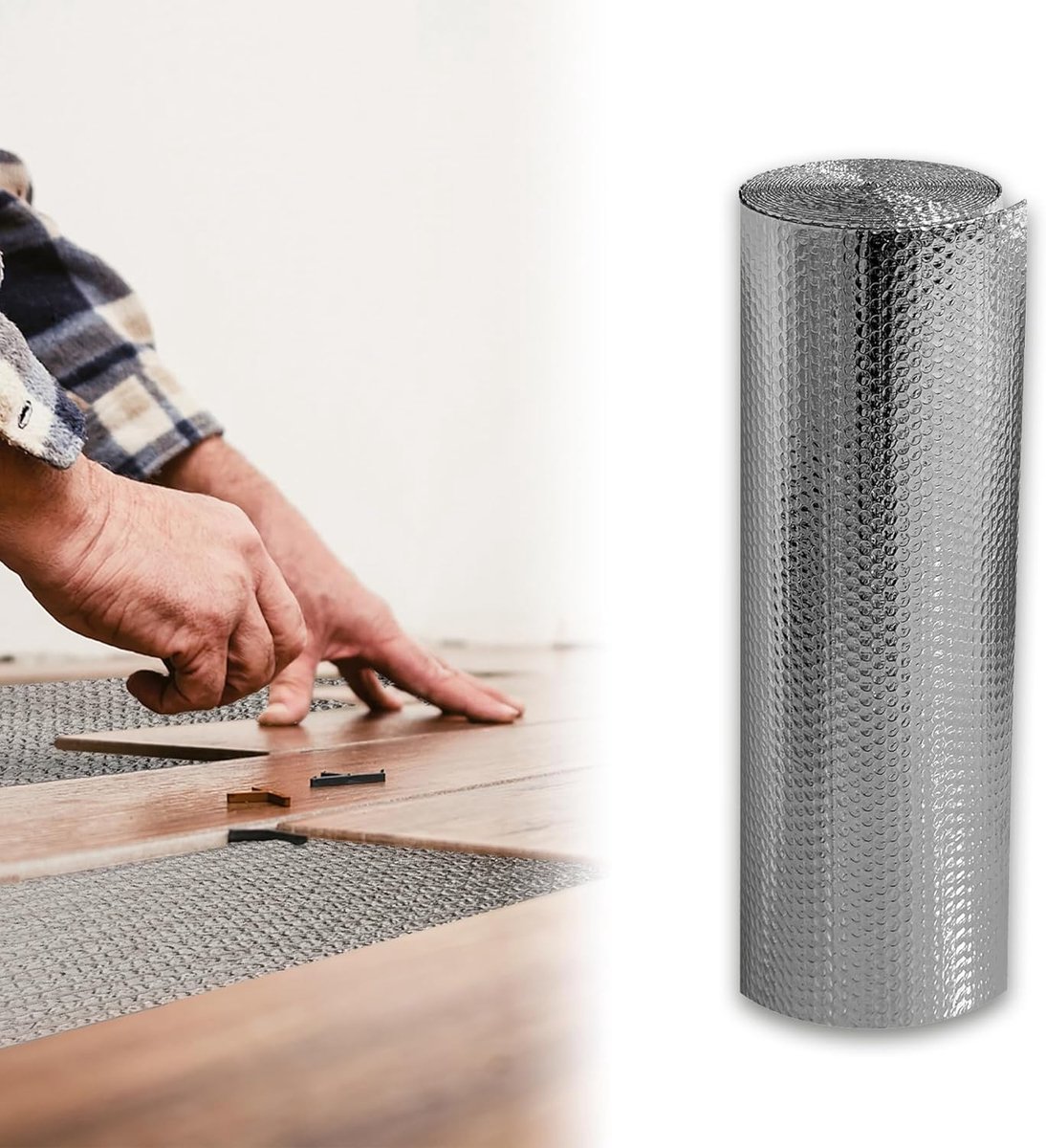 Isolatiefolie - Reflectiefolie Luchtkussenfolie - Energie Besparen - Dubbelzijdig Aluminium - 0.6 x 20 m - Zilver