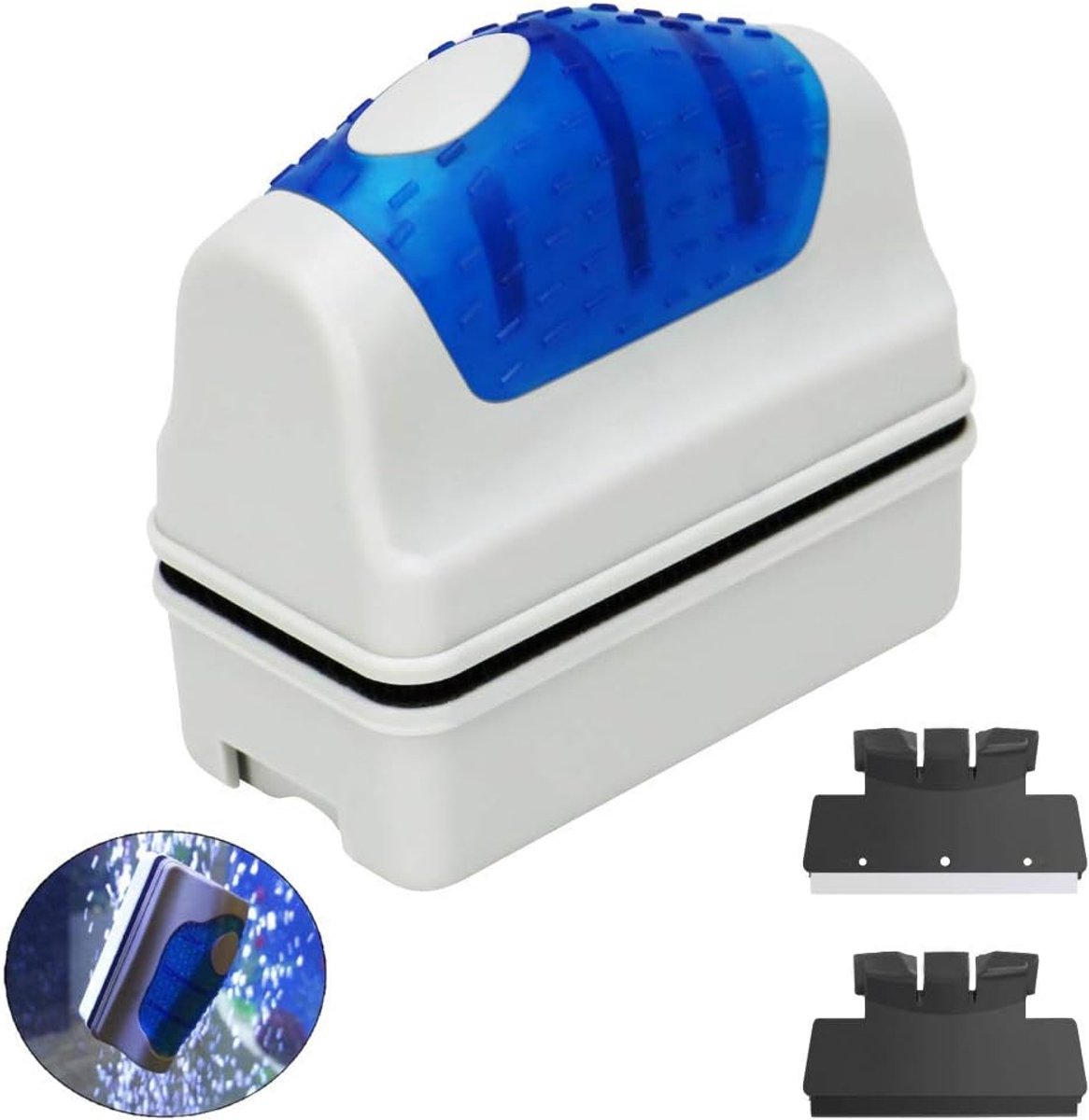 E-Ambar - Magnetische aquarium glas algen scrubber cleaner met 2 schrapers S-formaat 7 x 6,5 x 3,7 cm.