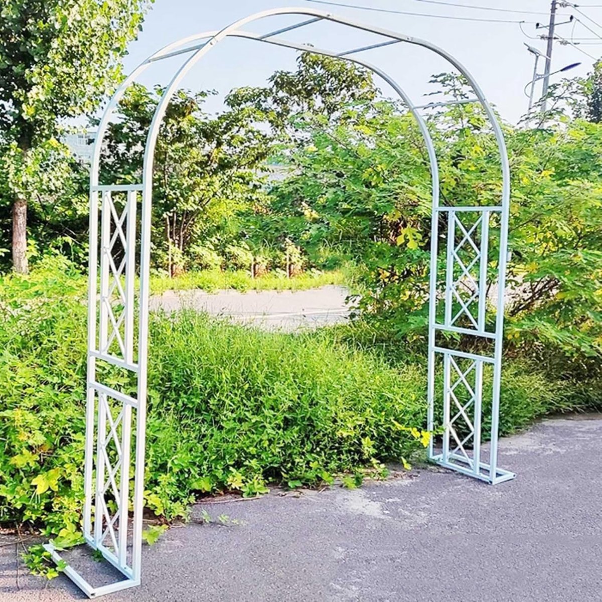 Metalen Rozenboog - Bloemenprieel Tuin - Tuindecoratie Bruiloft - Verstelbare Hoogte - Tot 340 cm - Wit