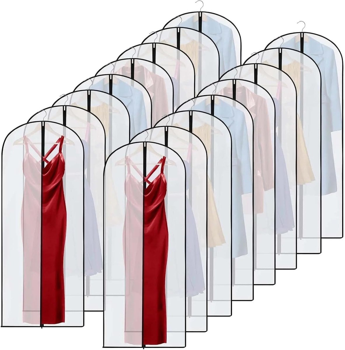 Kledingbescherming met rits - Stofhoes kleding - Kleding opbergen - Waterdicht materiaal - 60 x 140 cm - Zwart