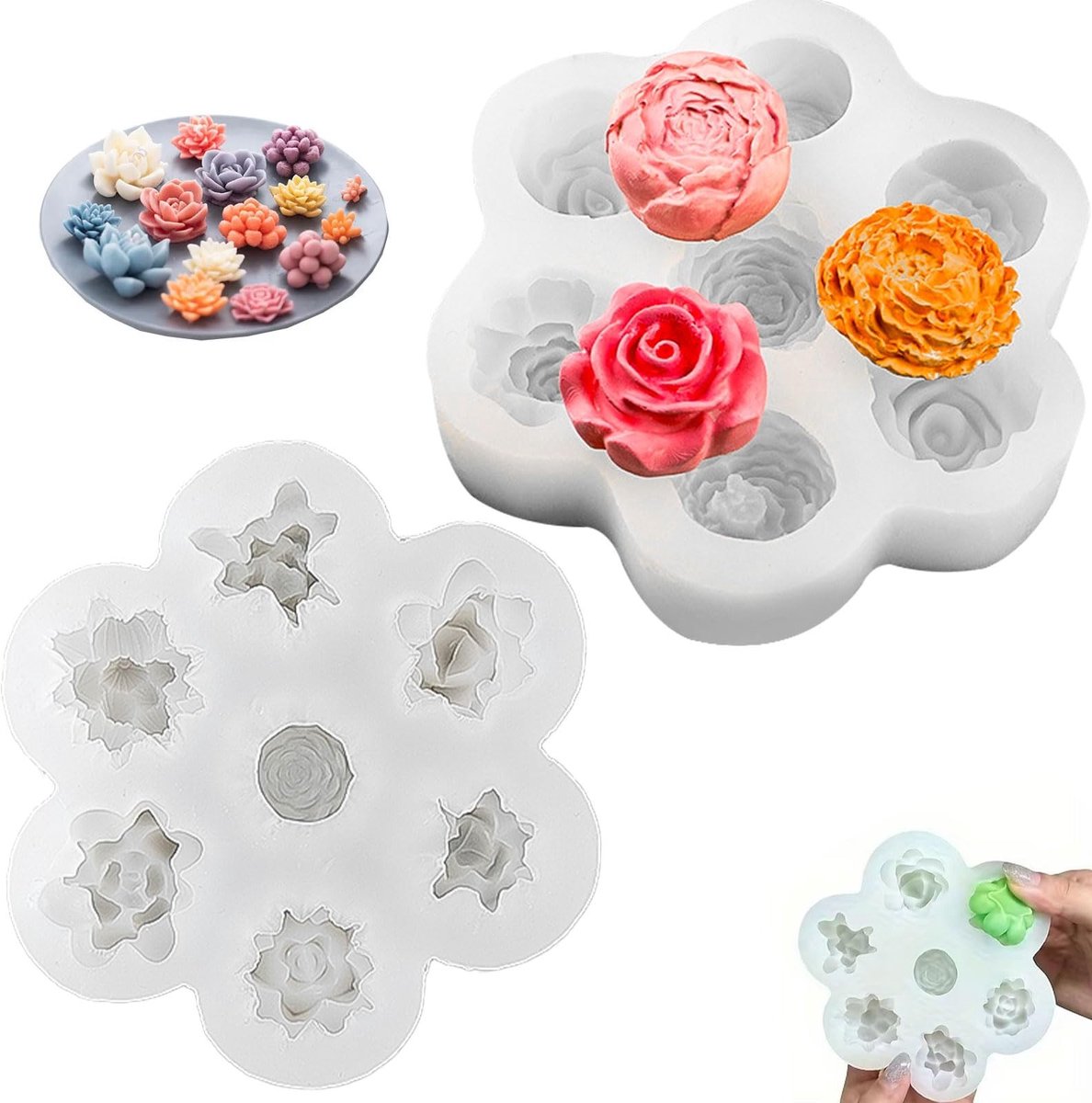 Dailygoods- Siliconen Gietvormen 2 Stuks - Bloemvormen - 3D Rozenvorm - Geschikt voor Cake/Fondant - Voedselveilig - 11,5 cm Diameter - Bakvorm
