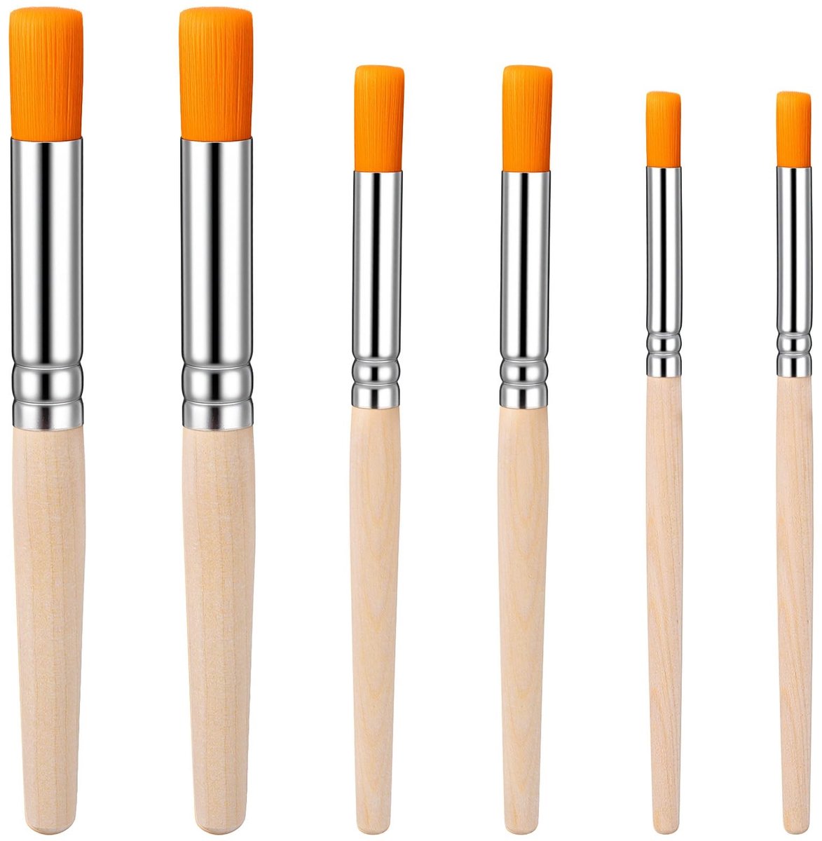 Dailygoods- Sjabloonkwast Set van 6 Stuks - Ronde Schilderkwasten - Natuurlijke Borstelharen - Houten Penselen - Ideaal voor Creatieve Projecten - Duurzaam Materiaal