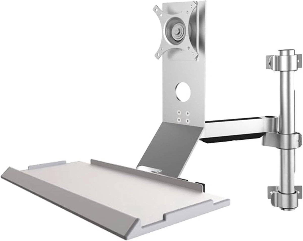 Zit-sta werkstation - Wandmontage bureau - Ergonomisch werken - Volledig beweegbaar - 17-27 inch schermen - Zwart