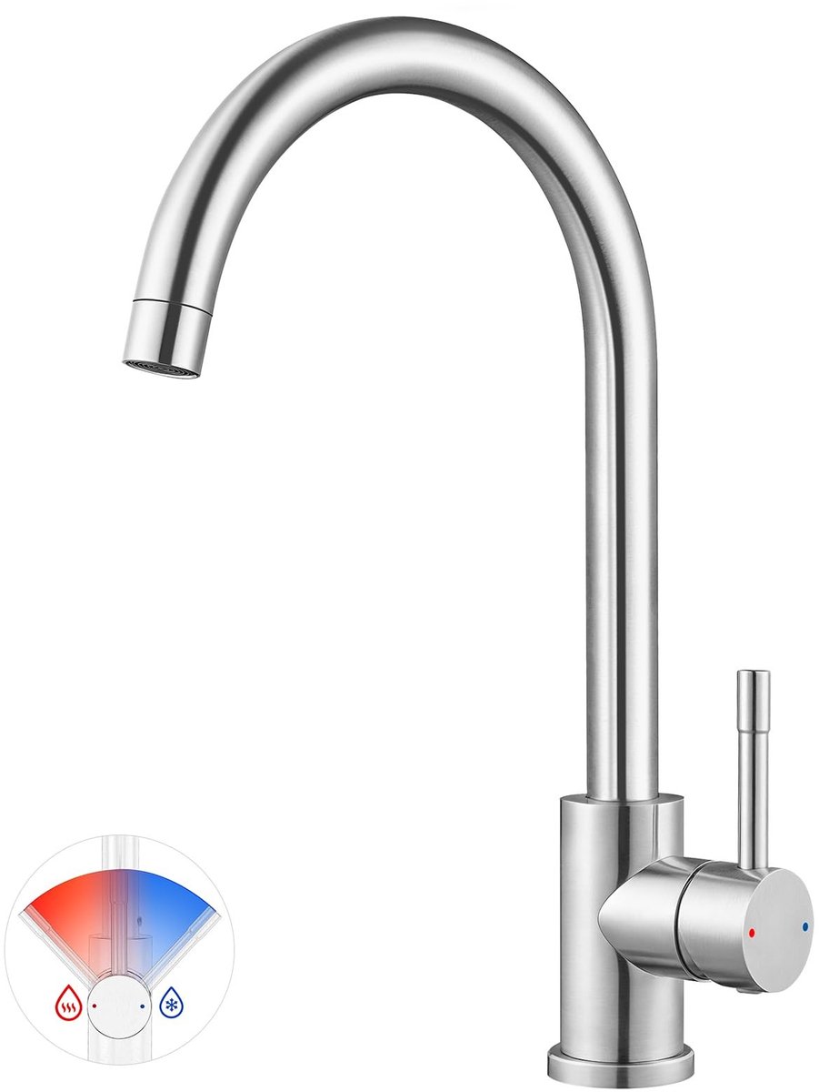 Dailygoods- Keukenkraan 360° draaibaar - Mengkraan keuken - Eengreepsmengkraan - Wastafela