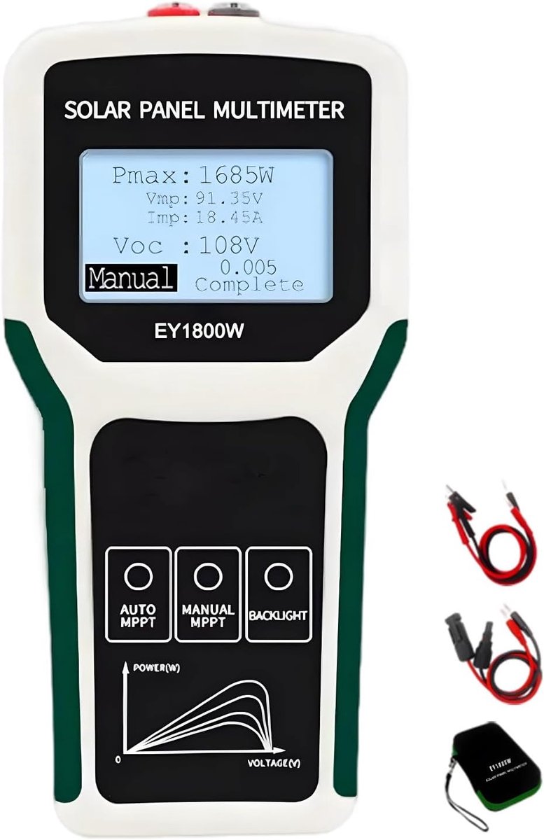 Zonnepaneel Tester - Energie Meter - Systeem Evaluatie - Automatische Handmatige Test - 1800W 120V - Wit
