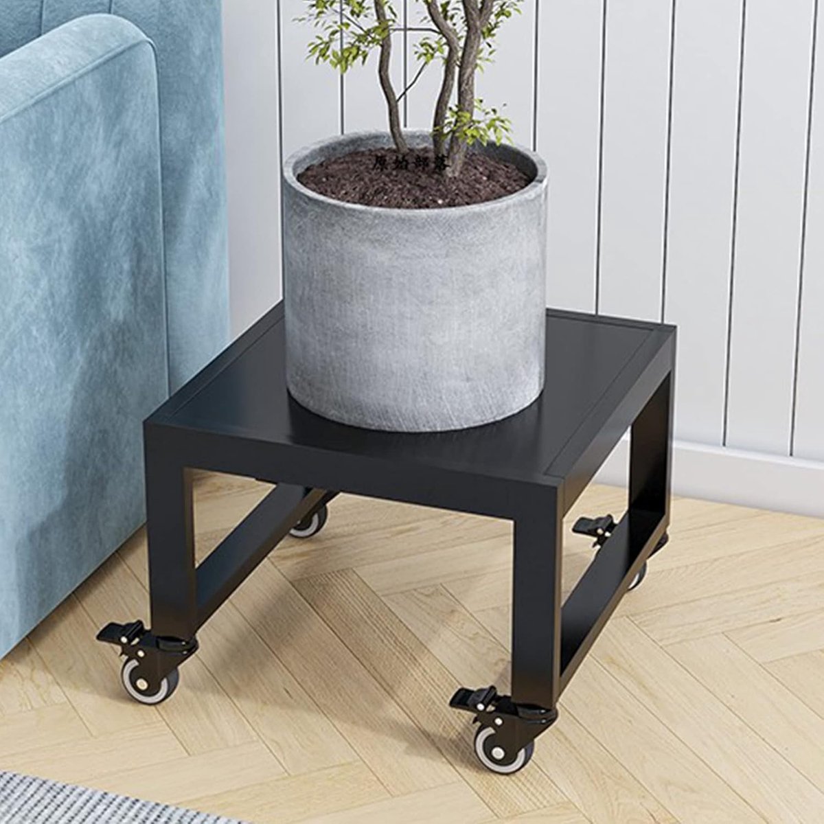 Plantenpallet Caddy - Bloempot Trolley - Zware Lasten Verplaatsen - Met Afsluitbare Wielen - 30 cm Diameter - Zwart