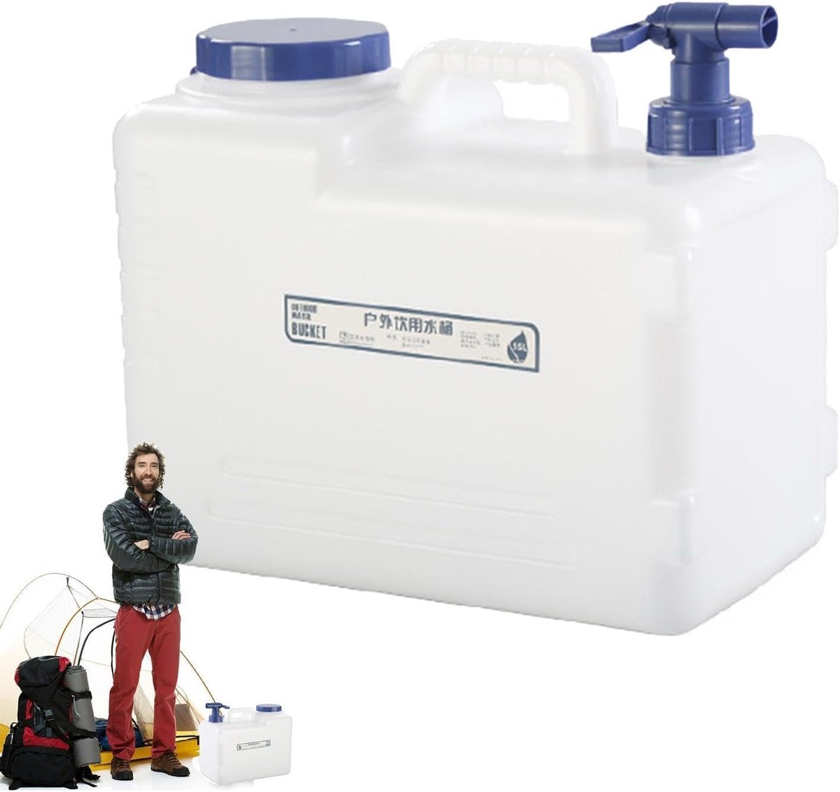 Wateropslagdrager - Waterdispenser Tank - Outdoor Activiteiten - Lekvrij Ontwerp - 15 Liter - Transparant