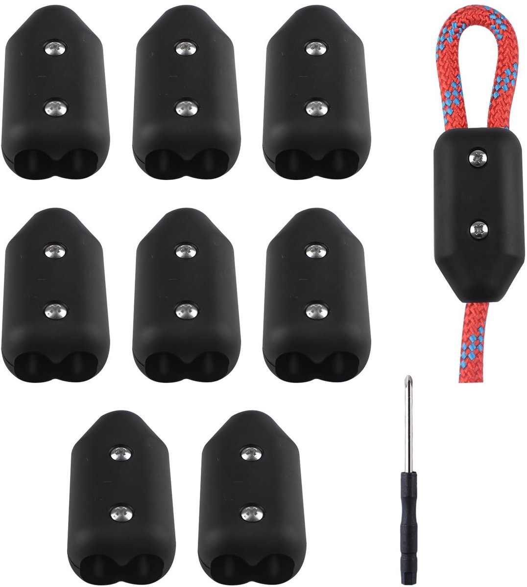 Dailygoods- Touwklem 8 Stuks - Herbruikbare Touwconnectorklem - Geschikt voor 9-10 mm Nylon Touw - Kunststof - Robuust - Eenvoudig te Installeren - Touwclip