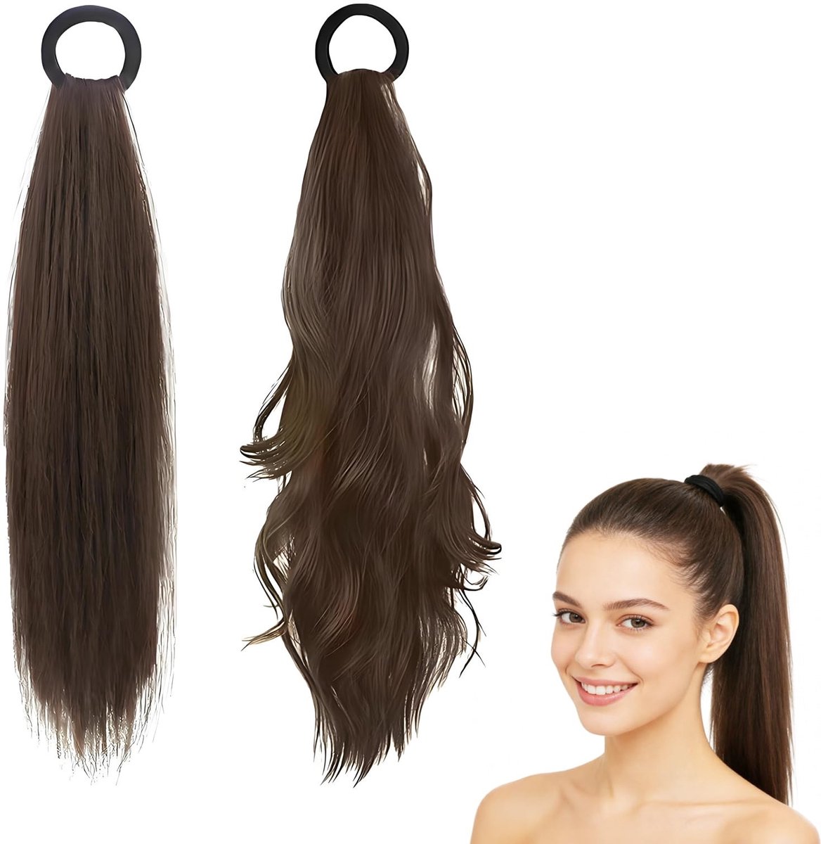 Dailygoods- Paardenstaart Haarstukje 45 cm - Echt Haar - Zacht/Volumineus - Geschikt voor Vrouwen/Meisjes - Eenvoudig te Gebruiken - Realistisch Ontwerp - Haarstuk
