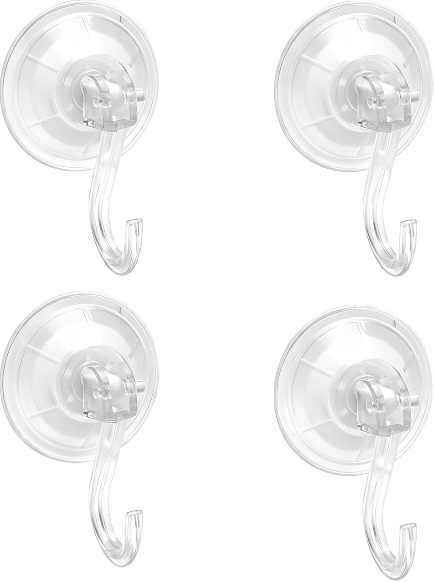 Dailygoods - 4 stuks zuignappen met haken, zuignap, haken, zonder boren, zuignap, extra sterk, vacuüm, herbruikbaar, zuignaphaken, transparante zuignaphaken voor gladde oppervlakken zoals keuken, badkamer, glas (5