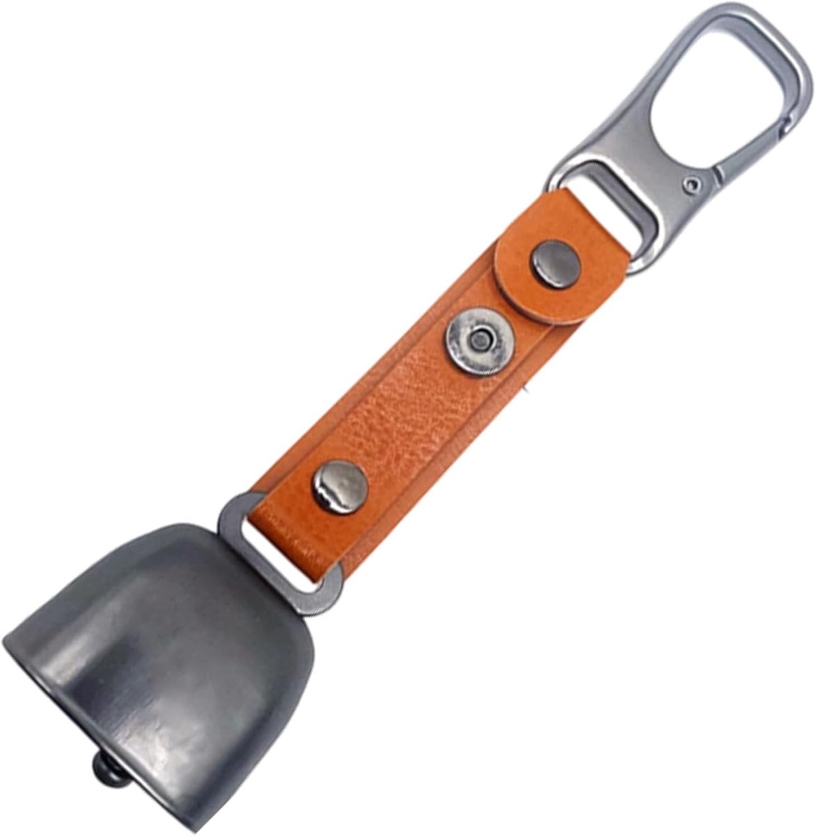 Veiligheidsbel Outdoor - Alarmbel Wandelen - Dieren Waarschuwen - Magnetisch Dempbaar - 3.5 x 3.5 x 1 cm - Bruin