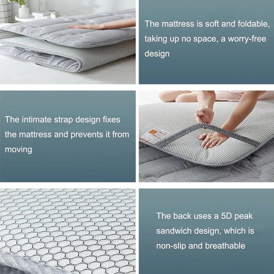 Japanse Futon Matras - Vloerbed Oprolbaar - Comfortabel Slapen - Verlicht Rugpijn - 100 x 200 cm - Roze — afbeelding 3