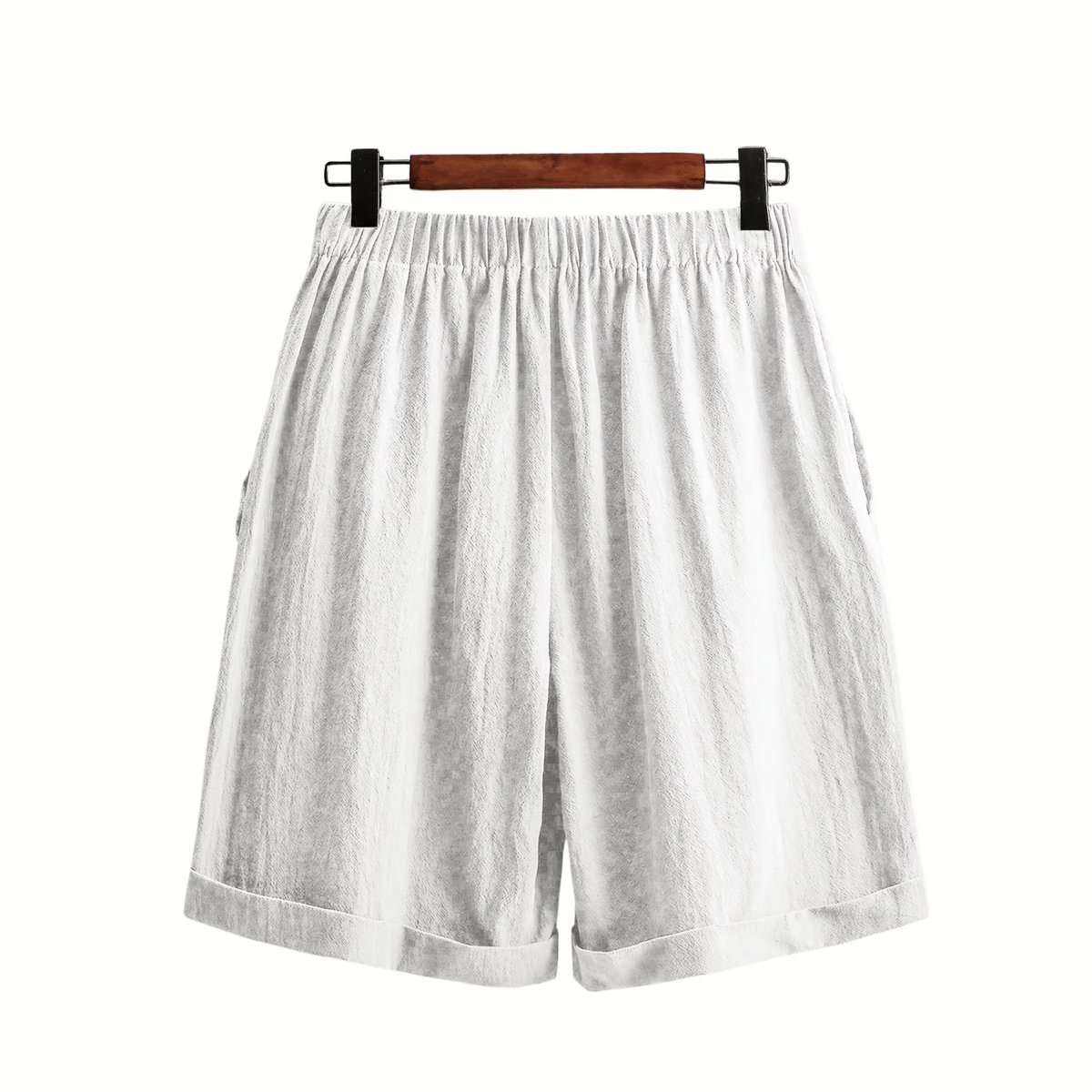 Currero Korte Linnen Broek Dames Zomerbroek Volwassenen Korte Broek Shorts Strandbroek Zomer Ibiza Stijl 1XL Wit