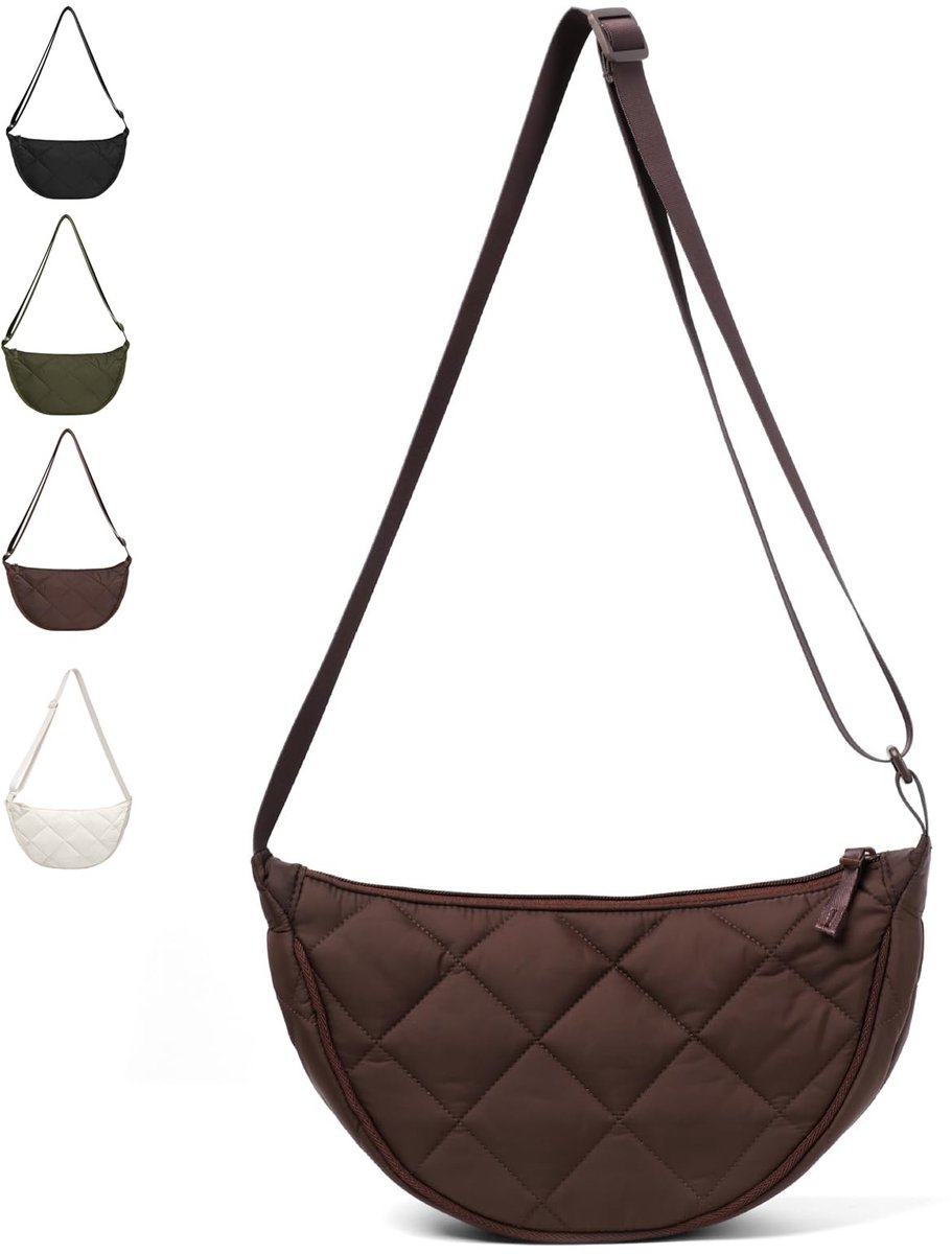 Dailygoods- Schoudertas Halve Maan - Nylon Tas - Verstelbare Draagriem - Grote Capaciteit - Inclusief Portemonnee - Geschikt voor Diverse Outfits - Crossbody Bag